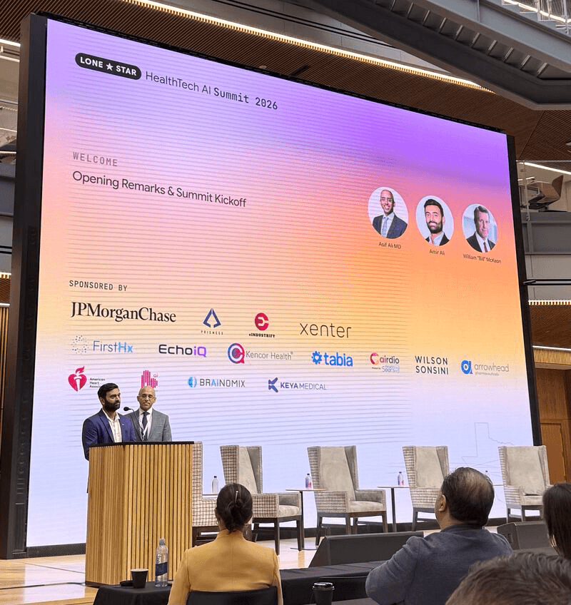 Lone Star HealthTech AI Summit stage and welcome screen